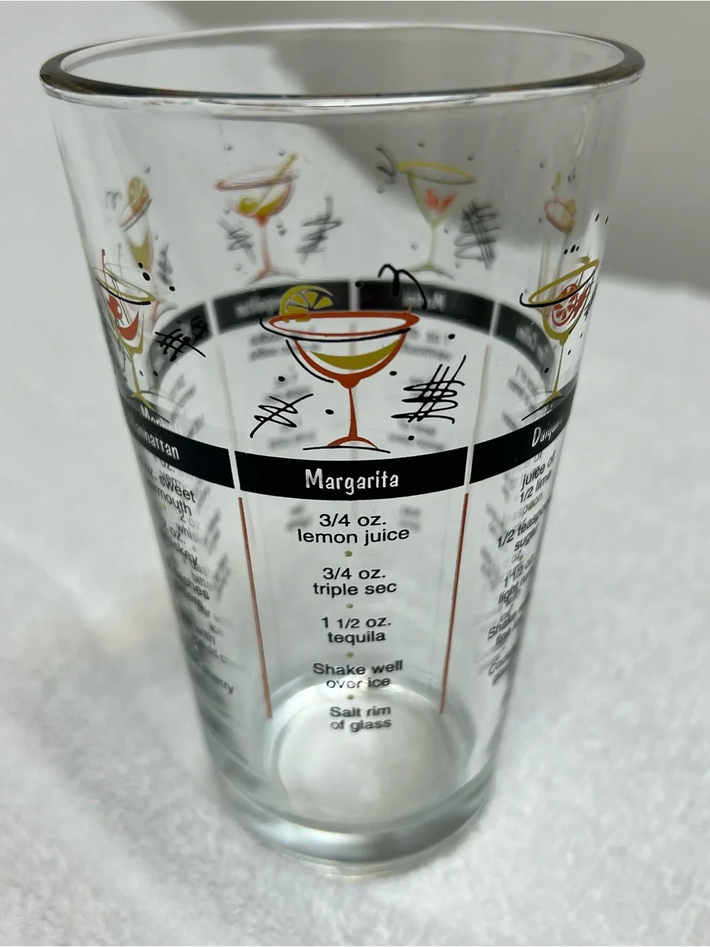 Vintage Barware Drink Recipe Glass Bar Addition Unbranded
